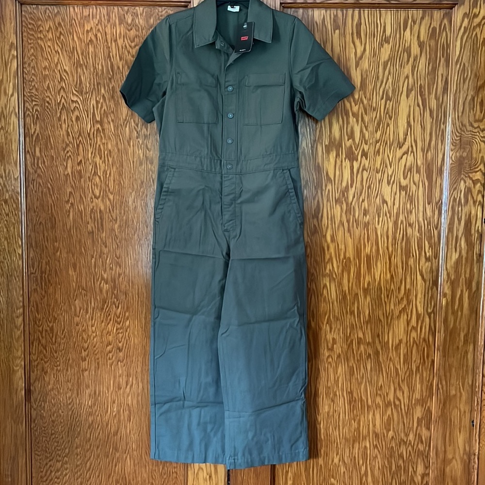 Levi's Short Sleeve Boilersuit Free People Army Green NWT - Picture 7 of 15